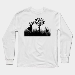 couple deer in the forest Long Sleeve T-Shirt